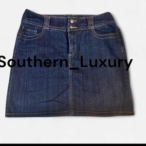 Nine West Classic Chic Denim Mini Skirt 10 Cotton Embroidered Pockets Y2K Party